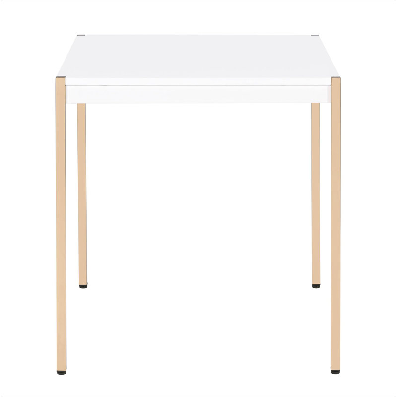 White and Gold Square End Table