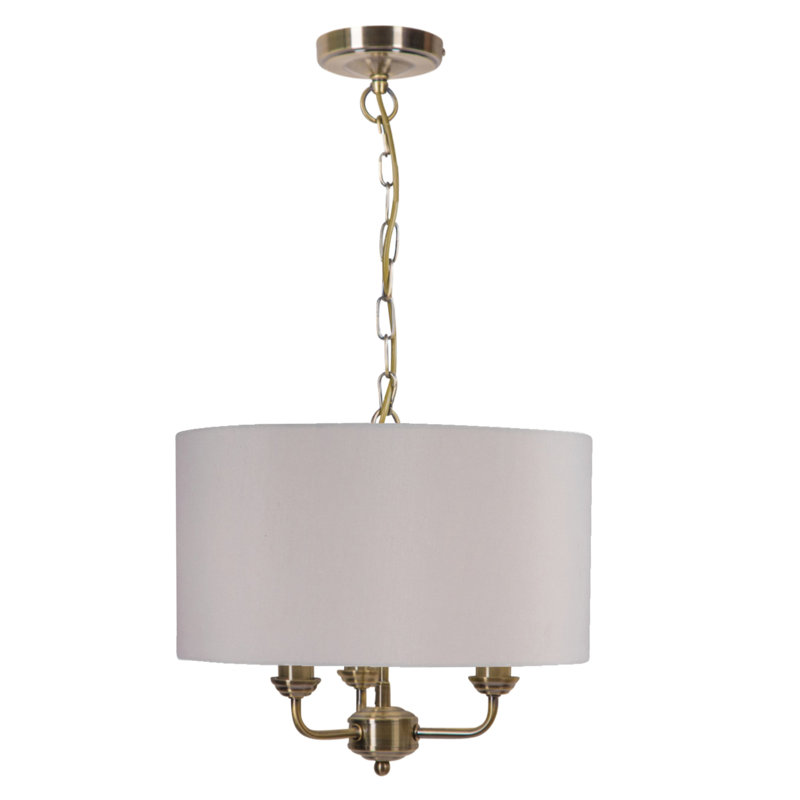 Astaire 3 - Light Drum Pendant, Antique Brass, Grey