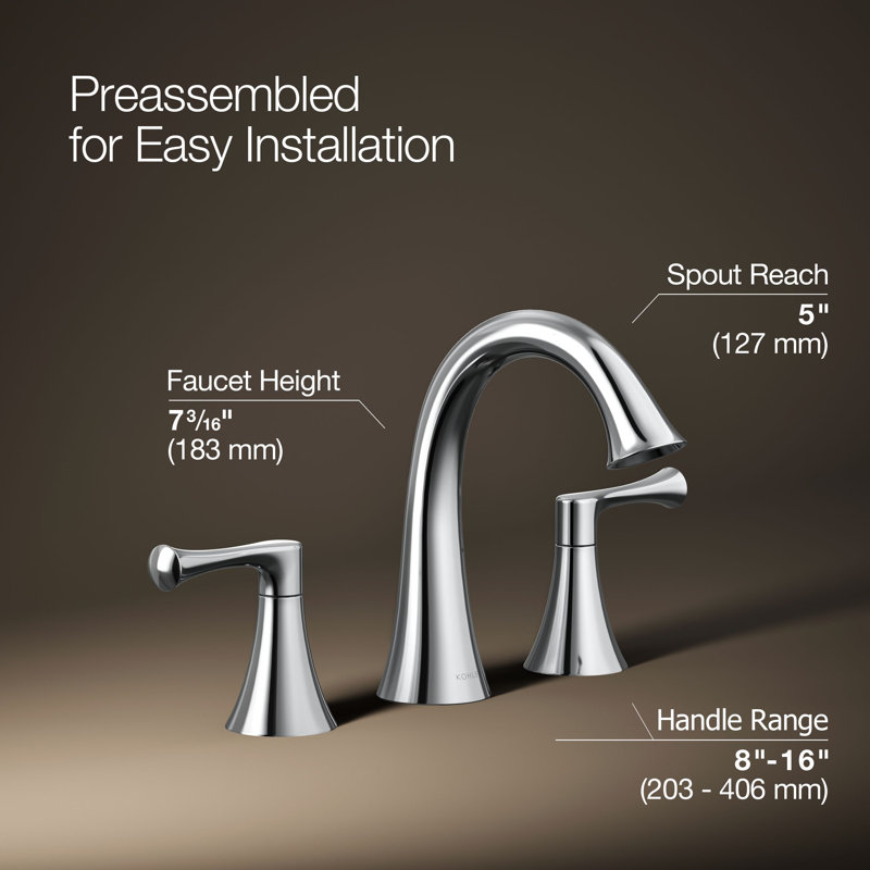 Buckley Widespread Bathroom Sink Faucet, 1.0 Gpm, Polished Chrome, 1 GPM