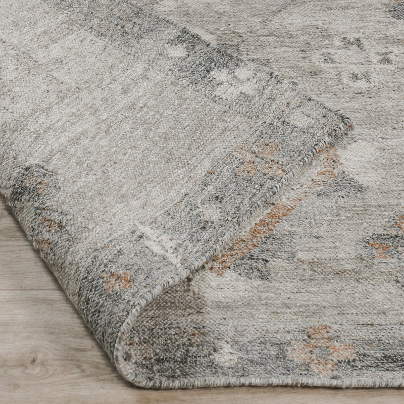 Lukens Hand Woven Recycled P.E.T Geometric Area Rug in Gray/Brown/Ivory, Rectangle 5' x 8'