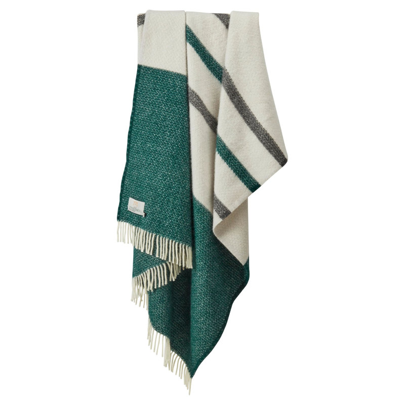 Lifestyle Brecon Throw Plain Weave / Muslin Throw Blanket, Emerald/Charcoal