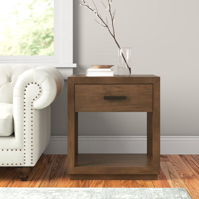 Arish Solid Wood End Table with Storage