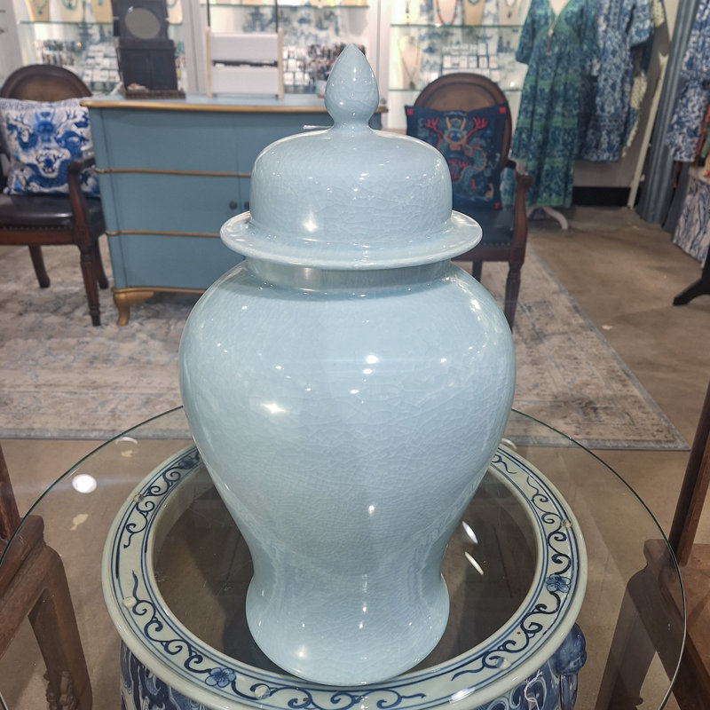 Light Blue Lidded Porcelain Jar, Blue