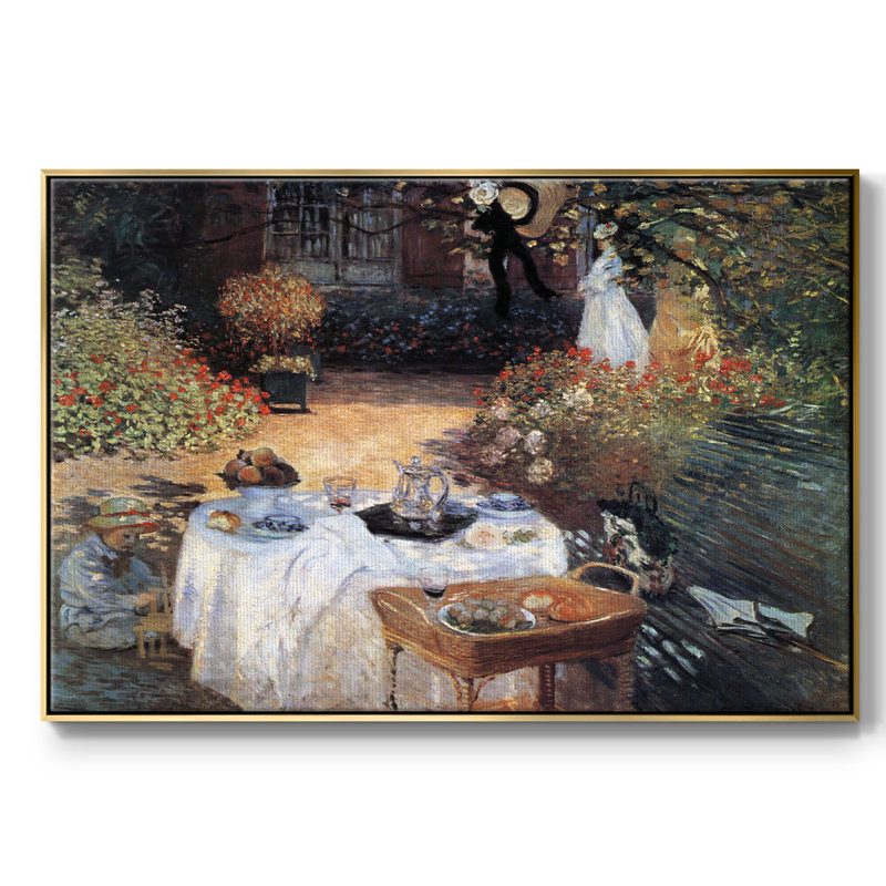 Le déjeuner encadré sur toile par Claude Monet, H 27 po x l 41 po x P 2 po, Or