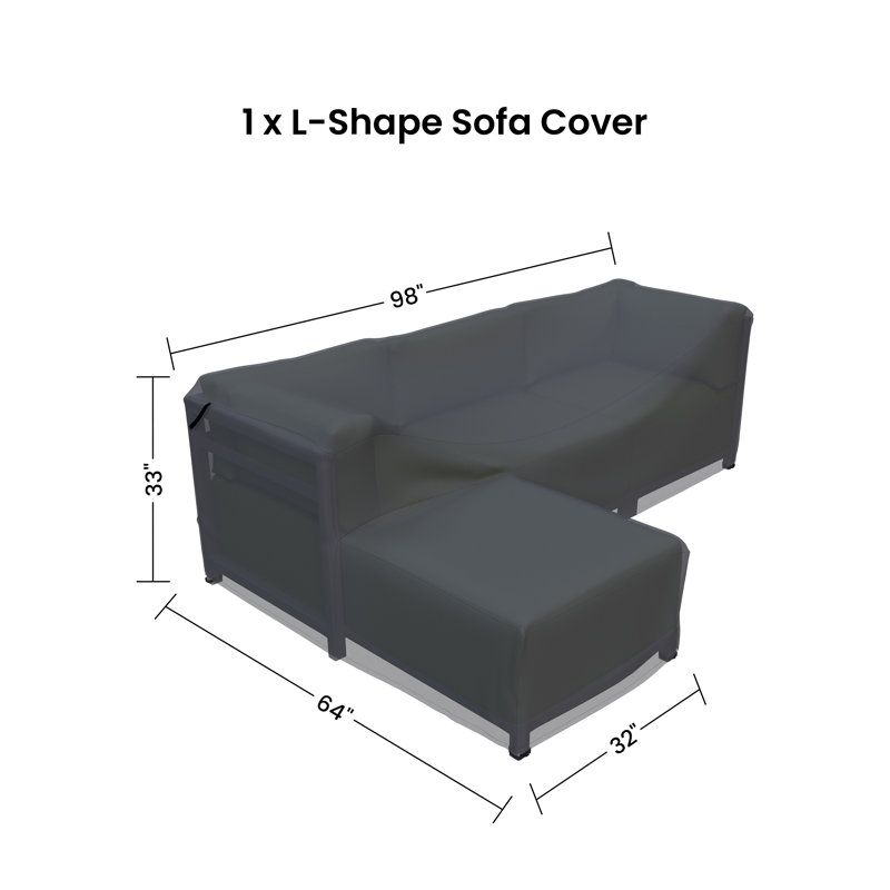 Olen 95.5'' Wide L-Shaped Steel Patio Sectional Sofa Cover With Attached Ottoman