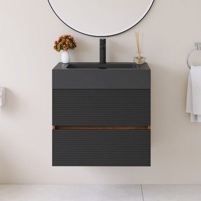 Meuble-lavabo mural 24 po avec lavabo noir