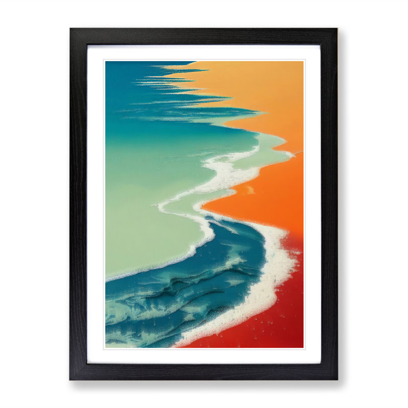 Beach Flames - Single Picture Frame Print, 64cm H x 46cm W x 2cm D, Black Framed