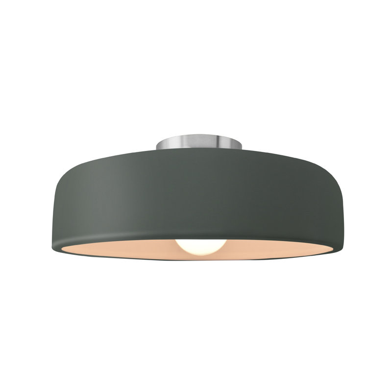 Plafonnier semi-encastré Radiance, Étain, vert, Nickel brossé, H 6 po x l 13 po x P 13 po