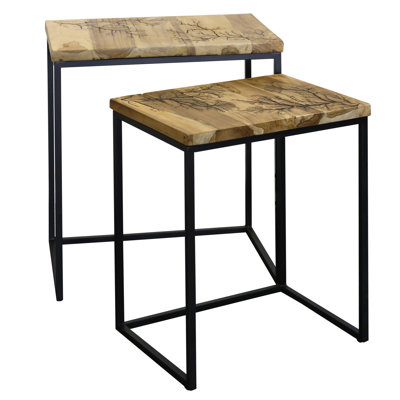 Tables d'appoint gigognes Winter - Rectangulaire - Brun naturel / noir