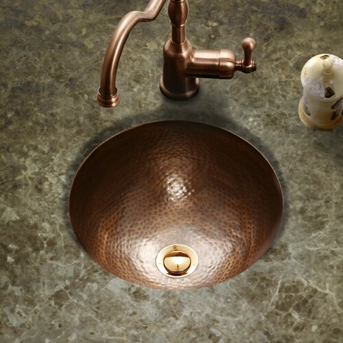 Houzer Hammerwerks 11.75'' Metal Circular Undermount Bathroom Sink with ...