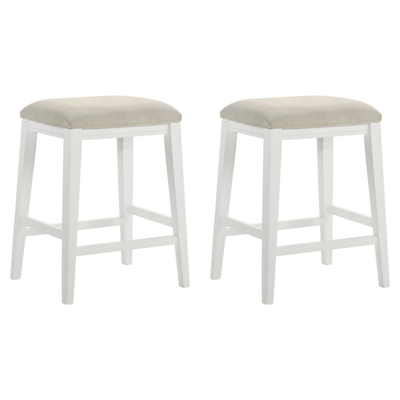 Ensemble de 2 tabourets de bar à hauteur de comptoir Jane, Cream Seat/ White Frame, 2