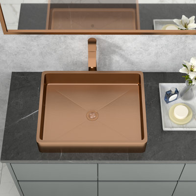 Sarlai 19"L x 15"W Rectangular Stainless Steel Vessel Bathroom Sink