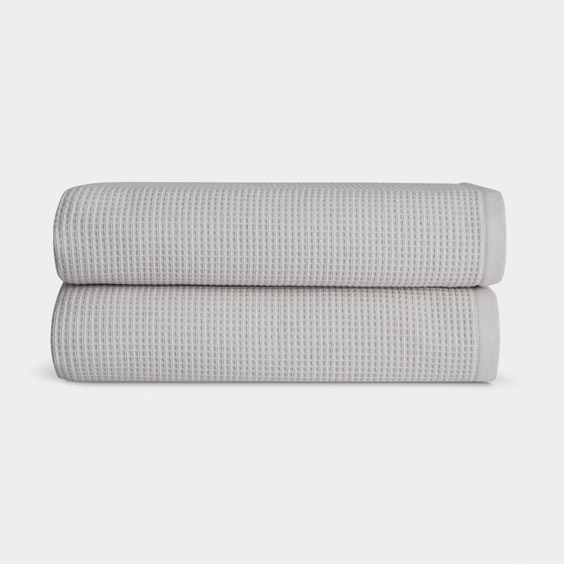 Waffle Bath Towels, Gray