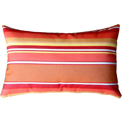 Sunbrella Fabric Dolce Mango Striped Outdoor Patio Garden Polyester Filled Lumbar Throw Pillow