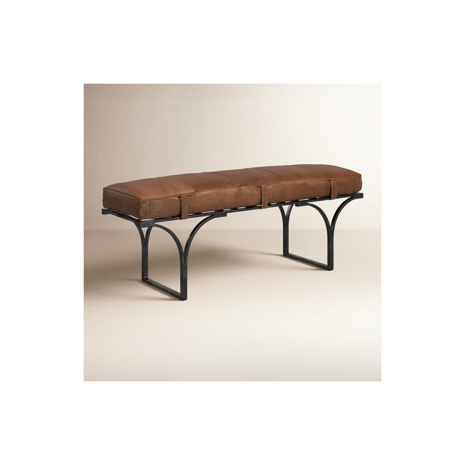 Magnolia Bench, Caramel Genuine Leather