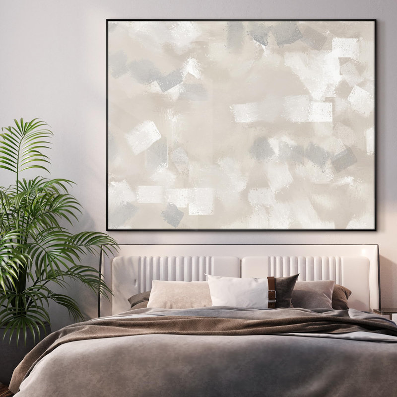 Très grande reproduction d'art sur tissu - Neutre, abstrait, minimaliste, œuvre d'art pour le salon ou la chambre à coucher - «Assemblage requis du cadre (cadre non fini)»