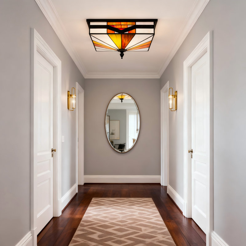 15.74-inch Tiffany-style Stained Glass Ceiling Light - E26 Base / Wall Switch