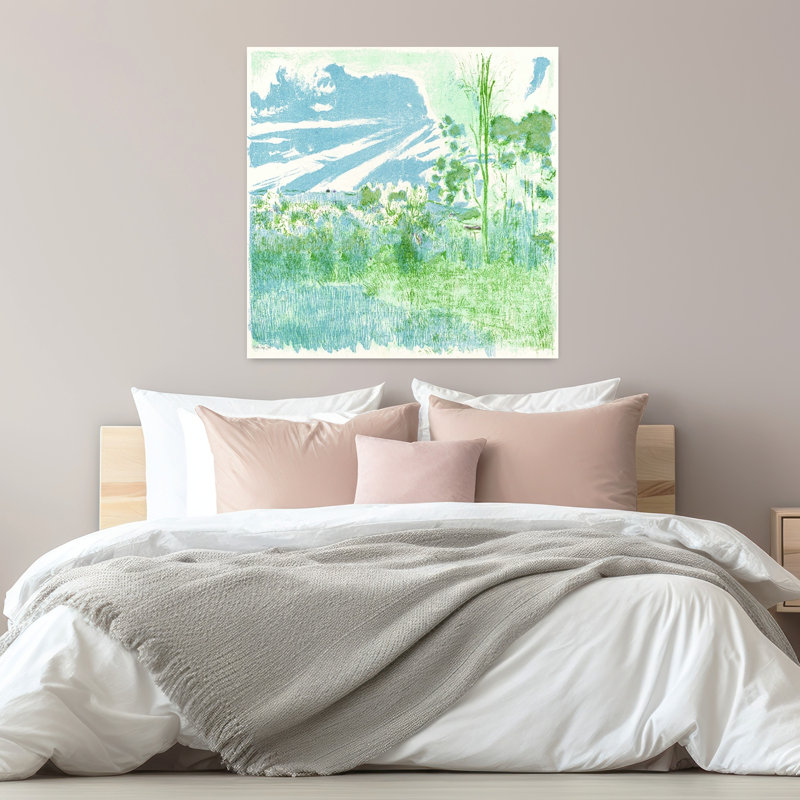 «Land of Blue and Green Abstract Contemporary Landscape Art», H 32 po x l 32 po