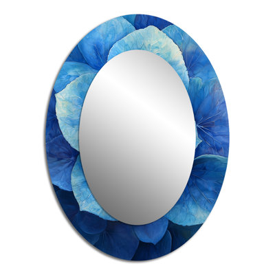 Blue Green Hydrangea Vortex II - Traditional Oval Wall Mirror