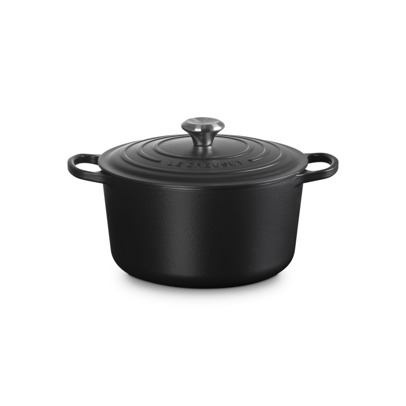 Le Creuset Signature Enaneled Cast Iron Deep Round Dutch Oven, Licorice, 5.5 quarts