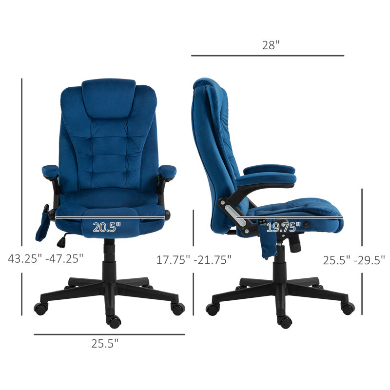 Chaise de bureau Milenja, Velours bleu