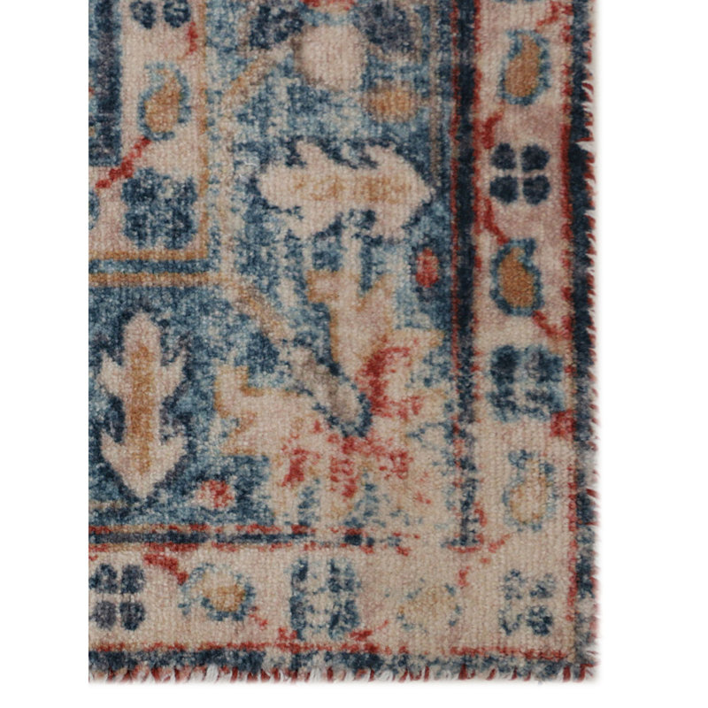 Tapis oriental bleu / beige / gris touffeté Oriental, Rectangle 5 pi x 7 pi