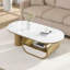 Table basse moderne ovale, table basse de 47,24 po avec tiroir de rangement, plateau en faux marbre, table centrale en métal-738263947