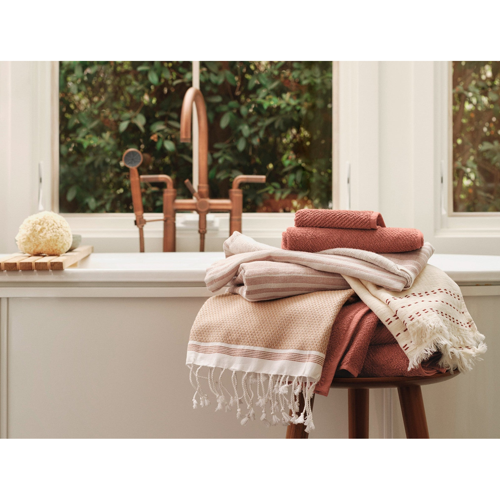 Mediterranean Organic Bath Towel, Fawn/Rust, Bath Towel