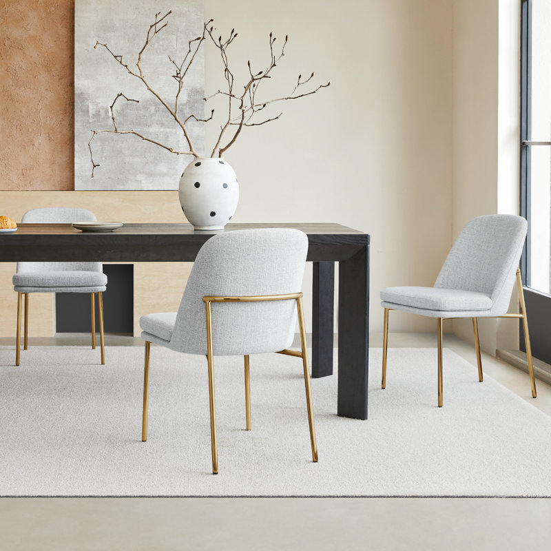 Angelick Dining Chair with Metal Frame, 3, White (Multi-Colored)