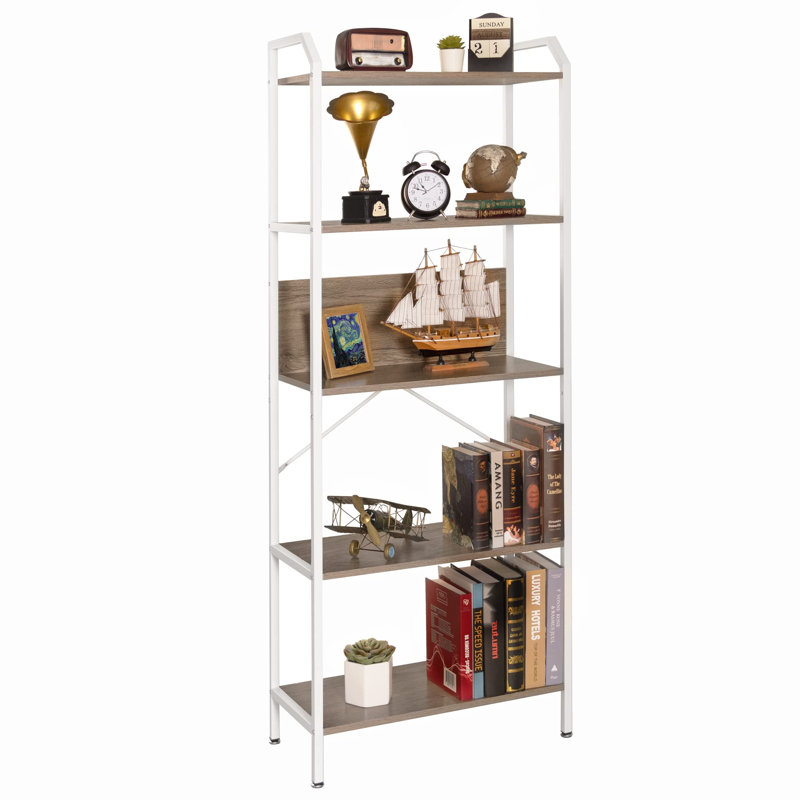 Bena 164cm H x 64cm W Etagere Bookcase, Khaki/White