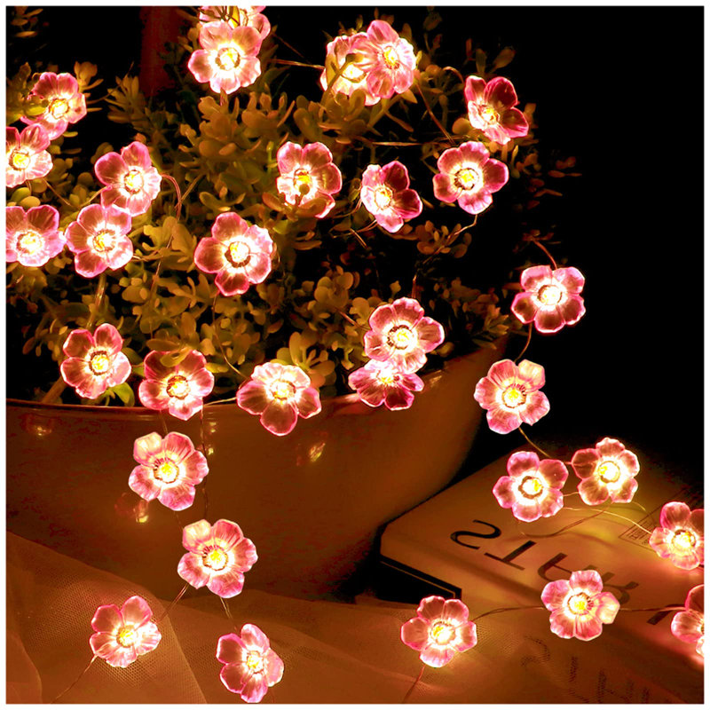 Flower String Lights,Pink Cherry Blossom String Lights
