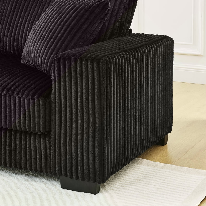 Canapé-lit modulaire rembourré en velours Corduroy, Noir