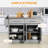 Rolling Kitchen Island With Storage, Portable Kitchen Cart With Stainless Steel Top, 2 Drawers, Spice, Knife And Towel Rack And Cabinets, Black-78614373