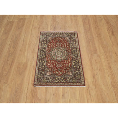 Rouge salsa 2 pi 1 po x 3 pi 1 po, Tabriz antique avec motif Haji Jalili, noué à la main, pure laine, colorants végétaux, velours doux, tissage dense, échantillon, tapis, tapis oriental