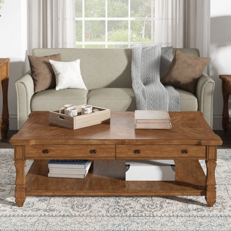 Django Solid Wood Top Coffee Table, Oak