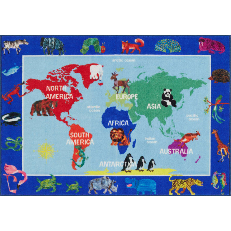 Graphic/Print Blue Area Rug, Rectangle 4'11" x 6'6"