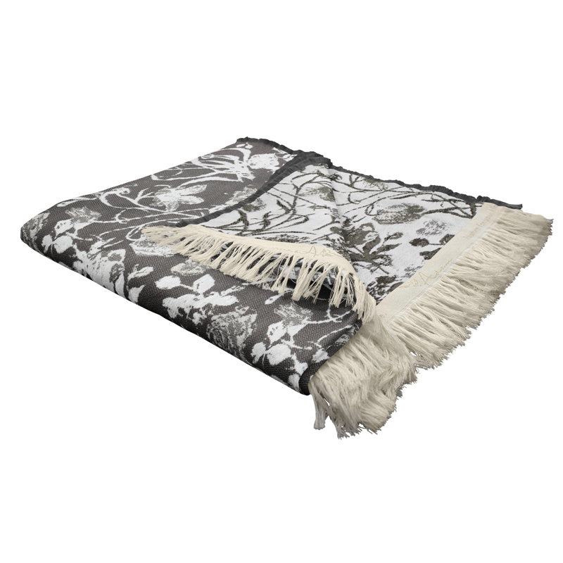 Micheal Throw Blanket, Olive Green/White