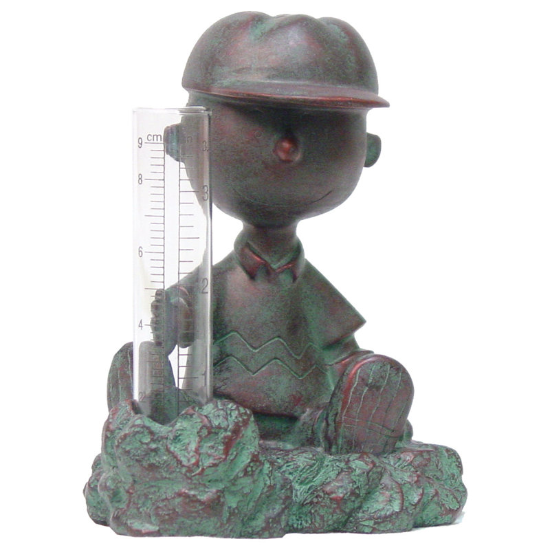 Pluviomètre Charlie Brown Snoopy Peanuts, Bronze patiné