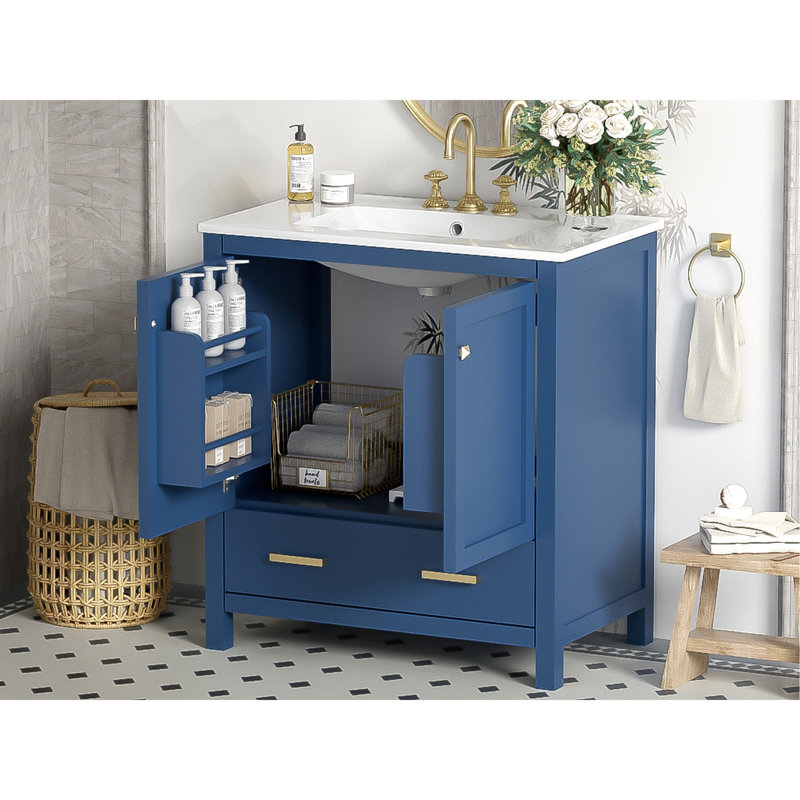 Meuble-lavabo chic avec rangement polyvalent et attrait moderne pour des salles de bain élégantes, Bleu