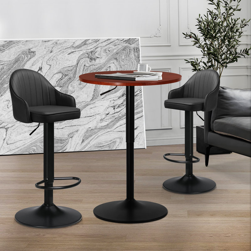 Table bistro et tabourets de bar pivotants de 23,5 po Belcherry, Brun, Noir