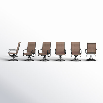 6 chaises de patio pivotantes pour l'extérieur 6 pièces, structure en métal rotative à 360 ° avec tissu Teslin, chaises de patio avec accoudoirs pour les repas en plein air, terrasse, cour