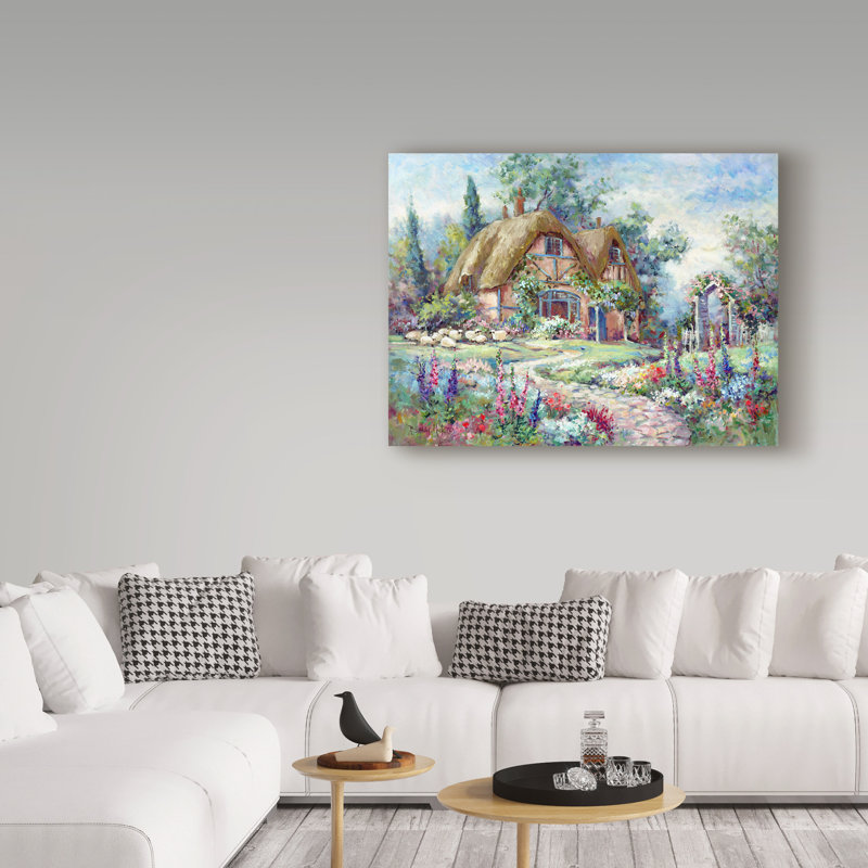 «Cottage At Byers Green», reproduction de peinture acrylique sur toile tendue, H 24 po x l 32 po x P 2 po