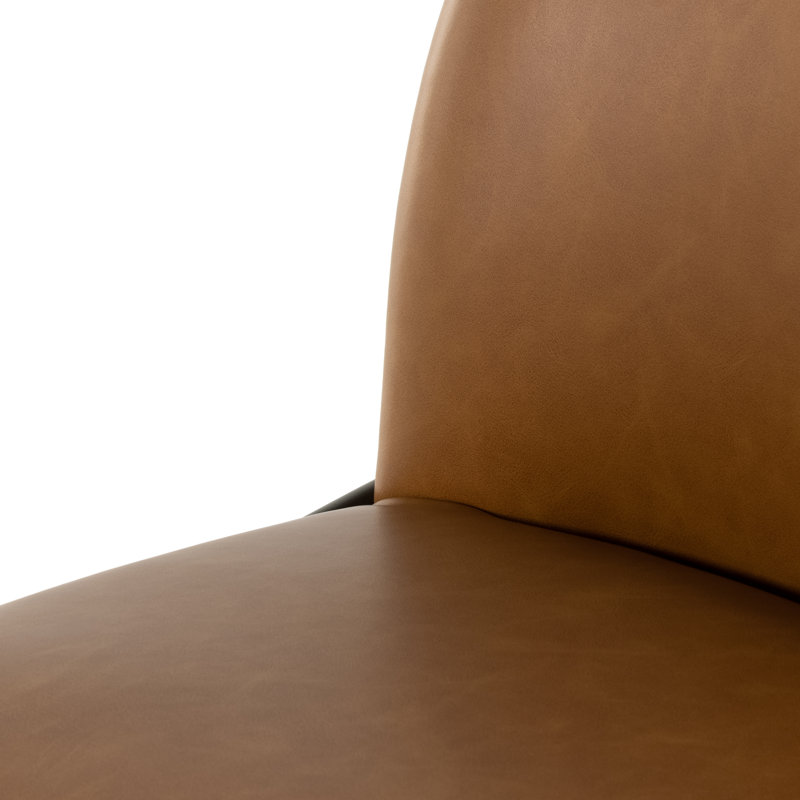Astrud Upholstered Stool with Metal Frame, Faux Leather Butterscotch/Camel, Counter Stool (25" Seat Height)