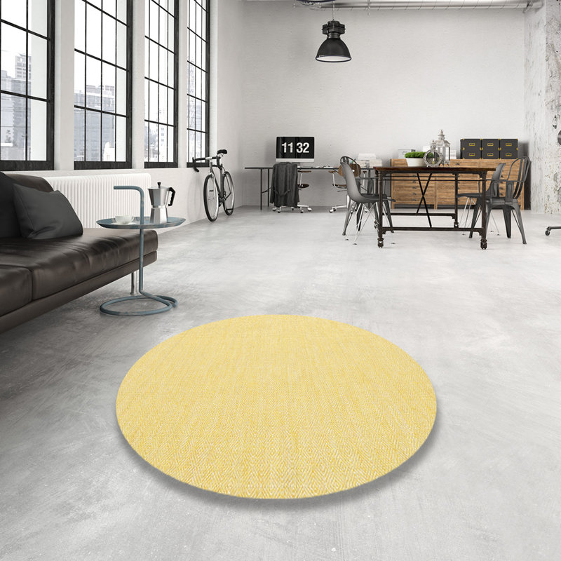 Tapis beige contemporain, Rond 3 pi
