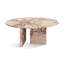 Table basse en marbre rose naturel, 70 H 32 cm, meuble rond de luxe pour la décoration du salon, finition polie, installation facile, décor unique veiné de 12,6 po de hauteur, centre de table,-1780508731
