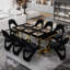 Ensemble de 2 chaises de salle à manger luxueuses en velours noir moderne avec pieds en acier inoxydable doré poli