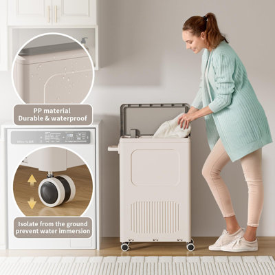 Plastic Rolling Laundry Hamper with Handles
