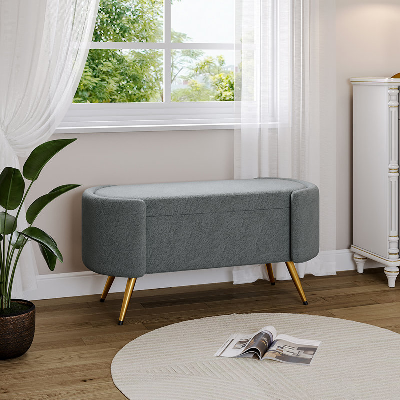 Raymund Upholstered Accent Bench, Grey