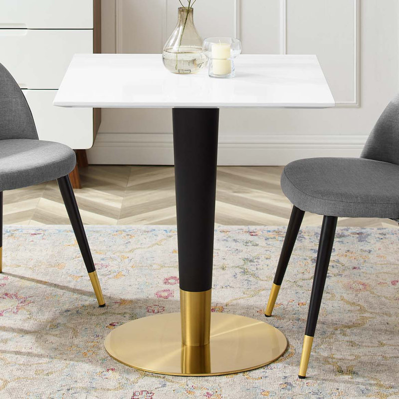 Table de salle à manger Zinque, Blanc, l 27,5 po x L 27,5 po