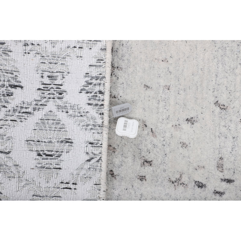 Tapis gris et multicolore noué à la main de haute qualité, Rectangle 7 pi 10 po x 9 pi 10 po